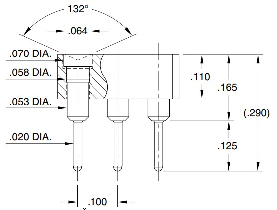 Mechanical Drawing - Mill-Max 805 Triple Row Target Connectors